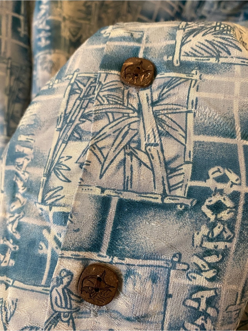 BERMUDA BAY 100% Silk Resortwear Button Down Short Sleeve Shirt in Blue - M - Picture 7 of 11